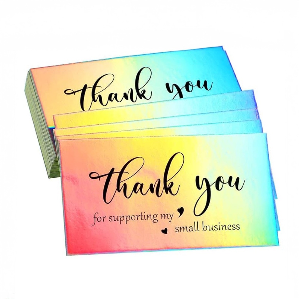 20 PK Holographic Thank You Cards for Small Business